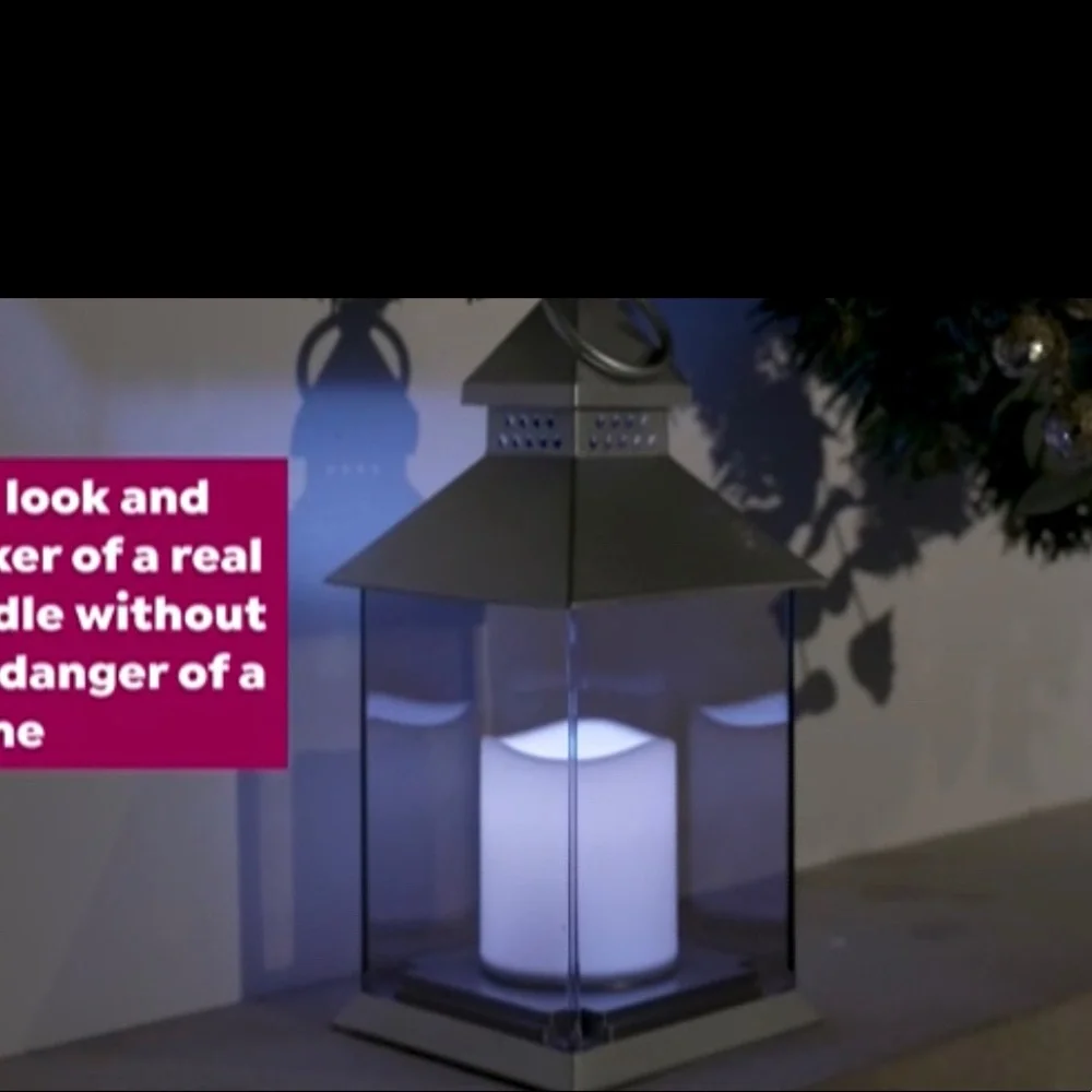 Remote LED color changing plastic lantern with removable Fall Winter decoration